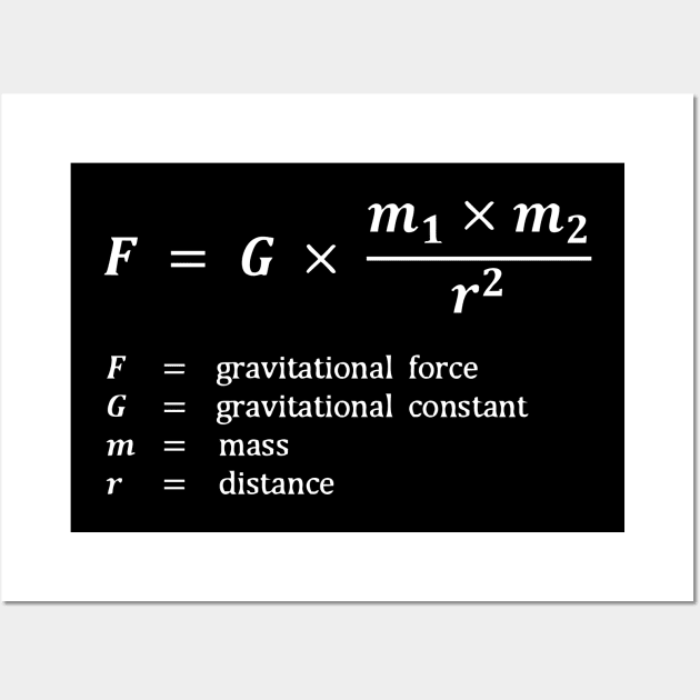 Formula, gravitational force, white Wall Art by RosArt100